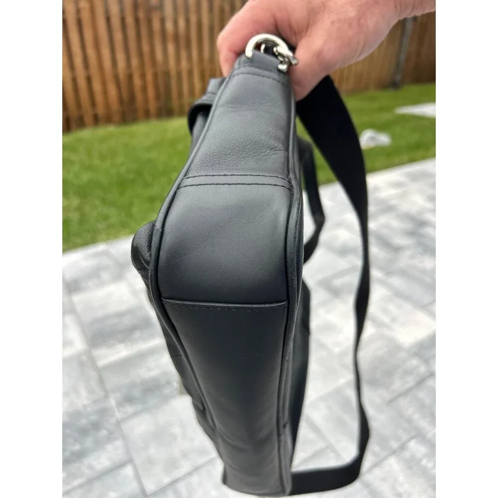 Coach Black Pebble Leather Commuter Laptop Bag Briefcase Unisex Crossbody